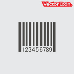 Barcode icon isolated sign symbol and flat style for app, web and digital design. Vector illustration.