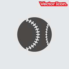 Baseball ball icon isolated sign symbol and flat style for app, web and digital design. Vector illustration.