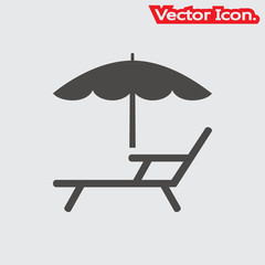 Beach Chair icon isolated sign symbol and flat style for app, web and digital design. Vector illustration.