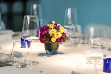 Colorful flower bouquet on white table