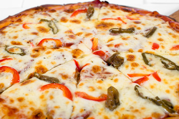 Pizza on a plate on a white background