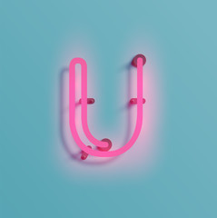Realistic neon character from a typeset, vector