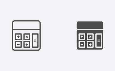 Calculator filled and outline vector icon sign symbol