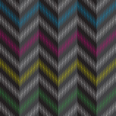 Seamless dark gray striped pattern with tolorful waves