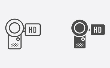 Camcorder filled and outline vector icon sign symbol