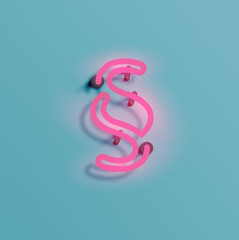 Realistic neon character from a typeset, vector