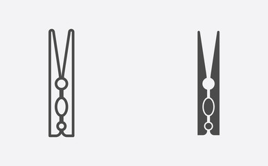 Clothespins filled and outline vector icon sign symbol