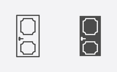 Door filled and outline vector icon sign symbol