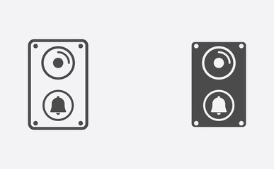 Doorbell filled and outline vector icon sign symbol