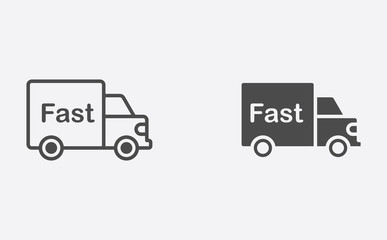 Fast shipping filled and outline vector icon sign symbol