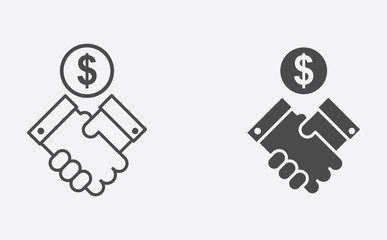Financial agreement filled and outline vector icon sign symbol