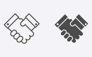 Handshake filled and outline vector icon sign symbol