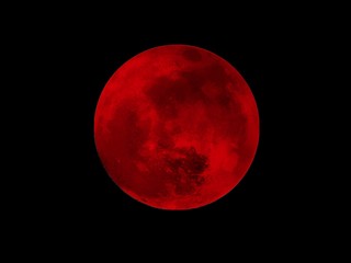 Red moon illustration with black background - Powered by Adobe