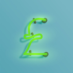 Realistic neon character from a typeset, vector