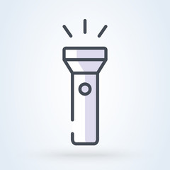 flashlight line and outline vector icon. isolated background