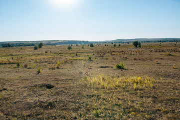 Obraz premium Ukraine. Summer landscape steppe, ecology scene. Erosion of natural landscape. Luhansk region