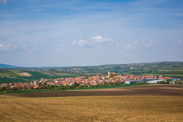 Obraz premium Boretice village at spring, Brzeclaw, Czech Republic