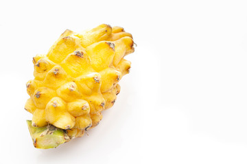yellow dragon fruit isolated on white background, pitahaya