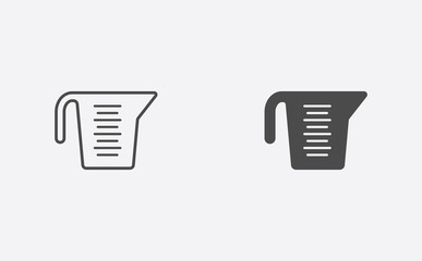 Measuring cup filled and outline vector icon sign symbol