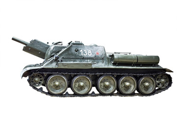 Fototapeta na wymiar Soviet tank Self-propelled artillery isolated