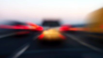 Blurred lights of cars in motion