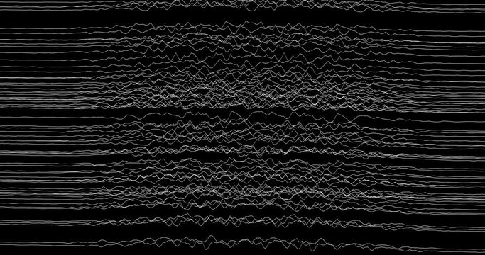 parallel horizontal lines disturbed in the center by distortion. simulation of error and interference in the measurement of a wavelength. Error and video glitch on a system of parallel lines