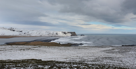 Winter landscape with sea, Iceland