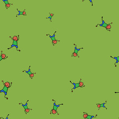 Kids seamless pattern in doodle style.
