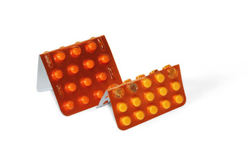 Pills in blister. Isolated with clipping path.