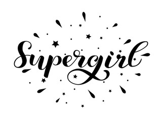 Super girl lettering for clothes, poster or postcard. Vector illustration