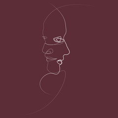 Abstract face one line
