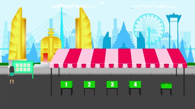 thailand people voting at voting station. find self-name and making choice behide green booth then put paper in the box. 4K