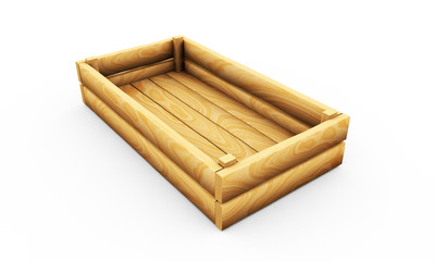 empty wooden crate. Isolated 3d rendering