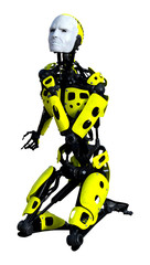 3D Rendering Male Robot on White