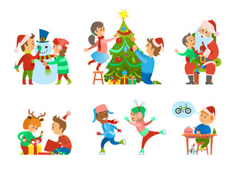 Obraz na płótnie Canvas Christmas Holidays, Children Hobbies and Pastime