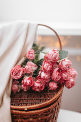 bouquet of flowers in basket