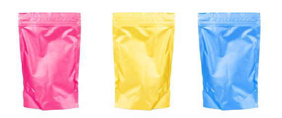 Golden Blank Doy-pack, Doypack Foil Food Or Drink Bag Packaging With zip-lock. Plastic Pack Template