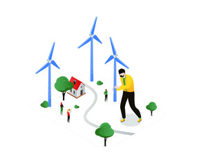 Renewable energy - modern colorful isometric vector illustration