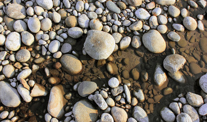 river pebbles in water