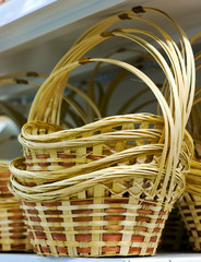 wicker baskets on display sold