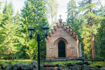 Obraz premium Old chapel at Wrede family cemetery. 18 September 2018 - Anjala, Kouvola, Finland.
