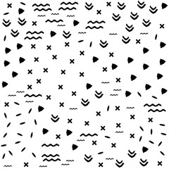 Handmade contrast seamless pattern. Childish craft monochrome wallpaper for birthday card, baby nappy, school party advertising, shop sale poster, holiday wrapping paper, textile, bag print etc.