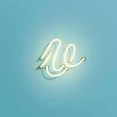 Realistic neon character from a typeset, vector