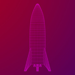 Modern Rocket Ready to Launch. Abstract model wireframe low poly mesh vector illustration