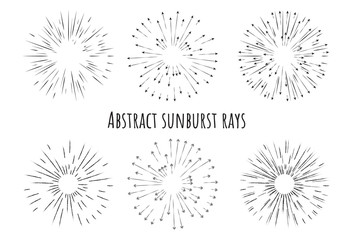 Abstract sunburst rays with arrows different type of drawing