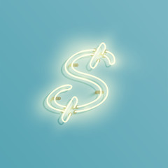 Realistic neon character from a typeset, vector