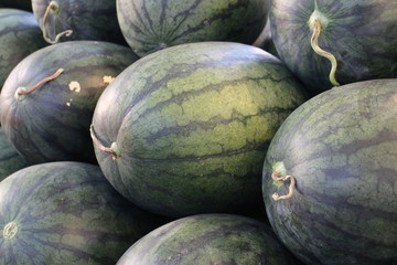 A Pile of Water Melon, Street Food in Bangkok, Thailand