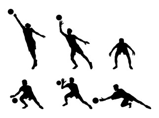 Set of goalkeeper silhouettes