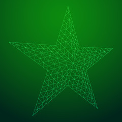 Obraz premium Five-pointed star. Abstract model wireframe low poly mesh vector illustration