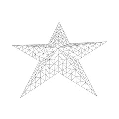 Five-pointed star. Abstract model wireframe low poly mesh vector illustration